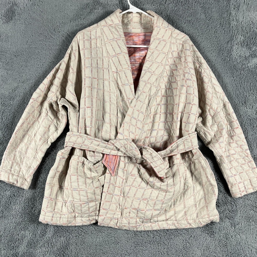 NIKE Yoga Robe Womens Jacquard Cardigan Medium Oversized Spa DQ6320 Reversible